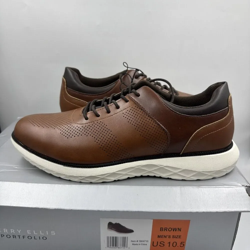 Perry Ellis Portfolio Ultra Foam Men's Casual Lace Shoes - Brown Size 10.5 New
